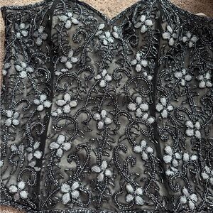 Elegant Black Floral beaded corset top NWT